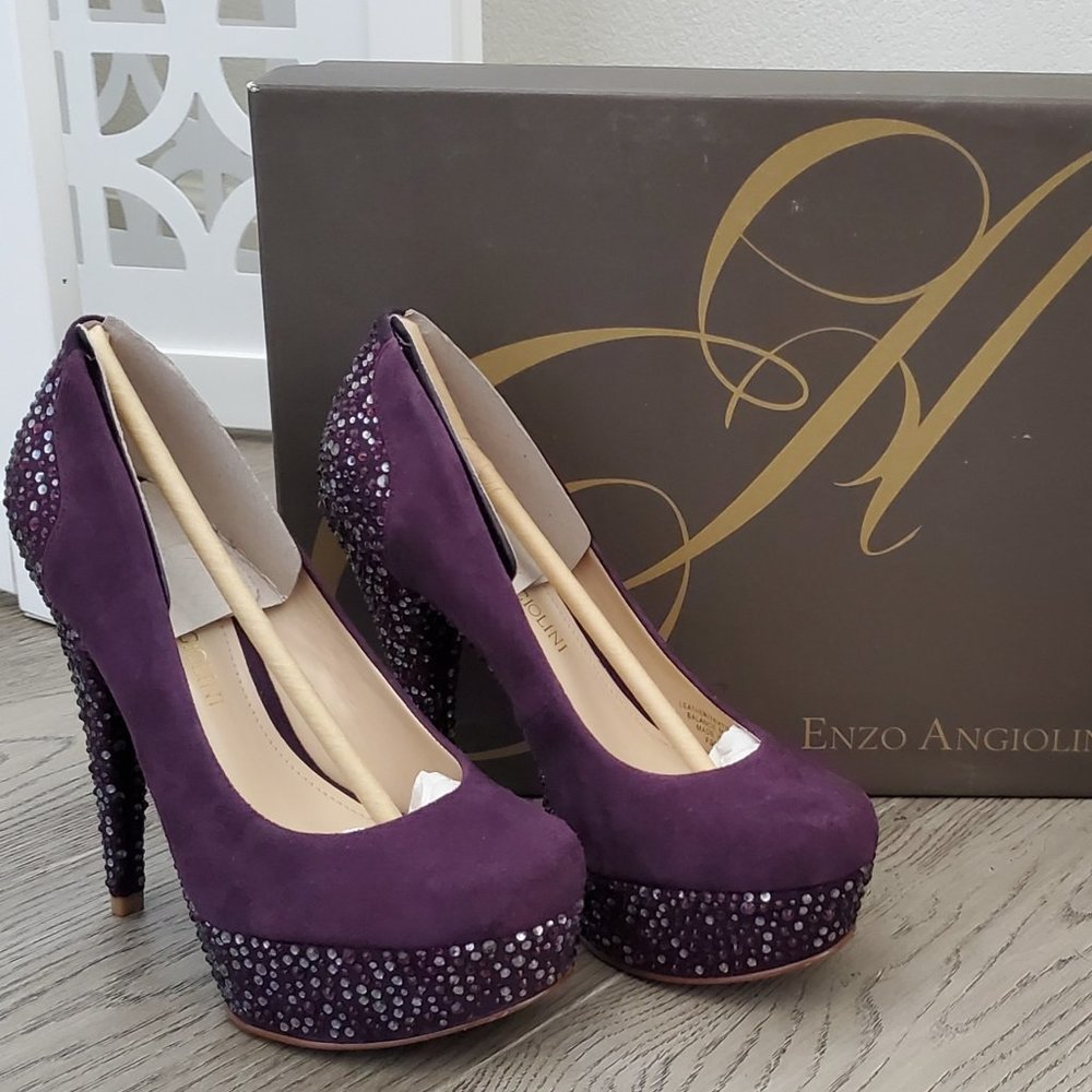 Enzo Angiolini's "Beccalynn" - Purple Suede, Crystal Heels
